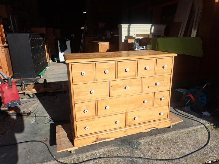 Grenen ladekast 13 lades commode 54 diep, Huis en Inrichting, Kasten | Ladekasten, Gebruikt, Minder dan 100 cm, 100 tot 150 cm