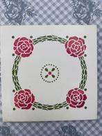 35 antieke tegels wit met roze/groene afbeelding 15.2x15.2cm, Ophalen
