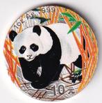 China 10 Yuan 2001 panda gekleurd (zilver), Ophalen of Verzenden, Centraal-Azië, Losse munt, Zilver