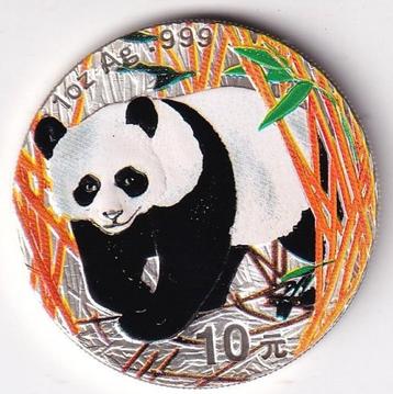China 10 Yuan 2001 panda gekleurd (zilver) beschikbaar voor biedingen