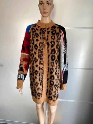 J64 Relish maat S/M=36/38 lang gebreid vest bruin/beige rood beschikbaar voor biedingen