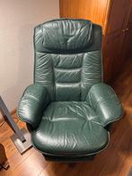 Groen lederen relax fauteuil, Huis en Inrichting, Fauteuils, Ophalen, Gebruikt, 75 tot 100 cm, Metaal