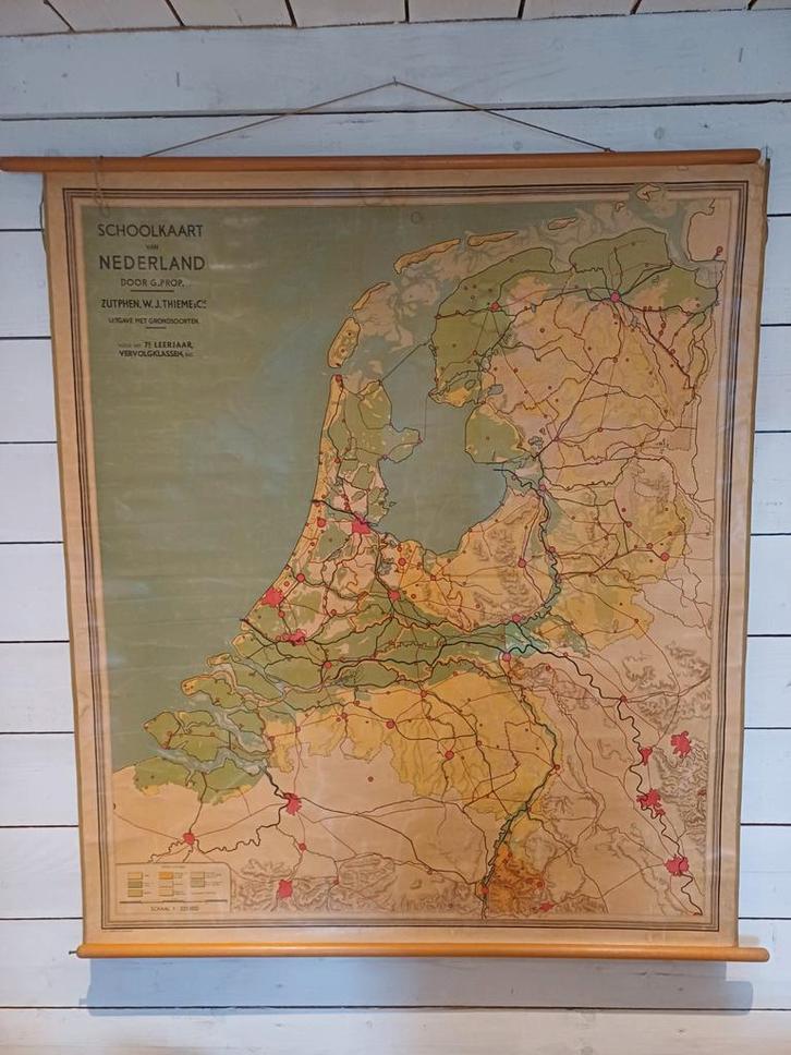 Oude schoolkaart van Nederland, Antiek en Kunst, Antiek | Schoolplaten, Aardrijkskunde, Ophalen of Verzenden
