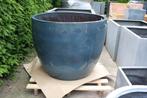Prachtige GROTE blauwe aardewerk bloempotten geglazuurd rond, Tuin en Terras, Bloempotten, Ophalen, 40 cm of meer, Rond, Nieuw