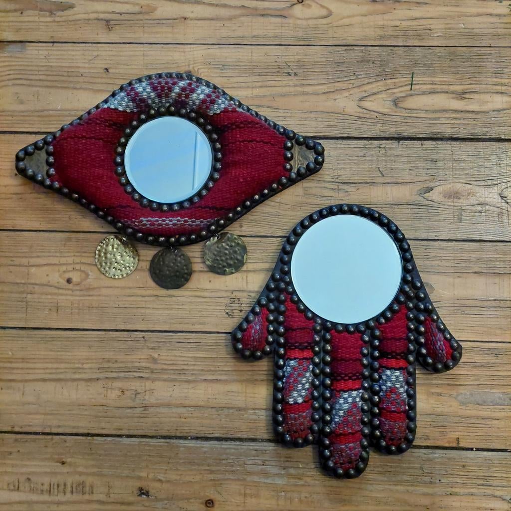 Lucky Vintage set van Marokkaanse kelim spiegels, Huis en Inrichting, Woonaccessoires | Spiegels, Minder dan 50 cm, Gebruikt, N.v.t.