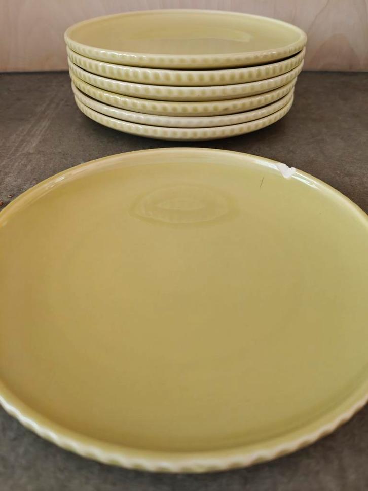 Vintage Novoo Driehoek Huizen 6 gebaksbordjes schoteltjes, Huis en Inrichting, Keuken | Servies, Gebruikt, Bord(en), Overige stijlen