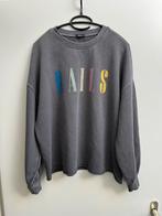 Rails toffe sweater gekleurde letters grijstaupe M (ruim), Ophalen of Verzenden, Zo goed als nieuw, Maat 38/40 (M), Grijs