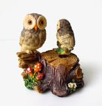 Composiet muziekdoosje beeldje twee uilen op boomstam 3209-d, Ophalen of Verzenden