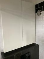Nette badkamerkast met deur en glasplaatjes, Huis en Inrichting, Badkamer | Badkamermeubels, (Half)hoge kast, 50 tot 100 cm, Ophalen of Verzenden