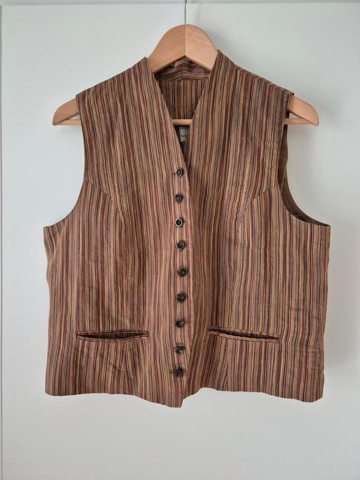 La Ligna gilet maat 42 linnen, Kleding | Dames, Jasjes, Kostuums en Pakken, Zo goed als nieuw, Jasje, Maat 42/44 (L), Bruin, Ophalen of Verzenden