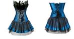 Blauwe veren korset jurk bustier burlesque moulin rouge, Nieuw, Blauw, Verzenden