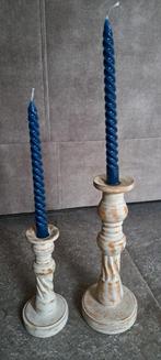 Kandelaars set 2x incl. Nieuwe Blauwe Kaars., Ophalen of Verzenden, Nieuw, Overige materialen, 25 tot 50 cm
