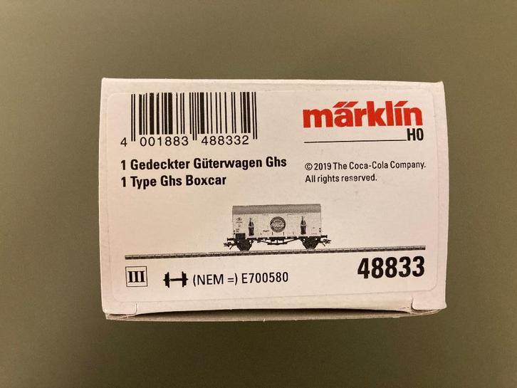 Märklin H0 / 48833 Goederenwagen Ghs ‘Coca-Cola', Hobby en Vrije tijd, Modeltreinen | H0, Zo goed als nieuw, Wagon, Wisselstroom