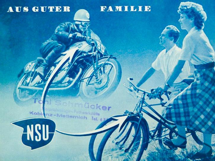 Folder NSU Aus guter Familie 1953 (Fietsfolder), Fietsen en Brommers, Handleidingen en Instructieboekjes, Nieuw, Ophalen of Verzenden