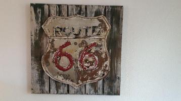 Stoer & Uniek 3D Route 66 Wanddecoratie  80x80 cm   beschikbaar voor biedingen