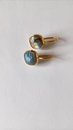 Fraaie zilver vergulde oorbellen met Labradoriet, Hangers, Verzenden, Nieuw, Met edelsteen