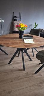 Ronde Teakhouten eettafel, 130 cm, Huis en Inrichting, Ophalen, Gebruikt, Rond, 100 tot 150 cm