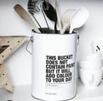 Nicolas Vahé blik / emmer voor bloemen/keukenspullen, Huis en Inrichting, Ophalen of Verzenden, Zo goed als nieuw, Wit, Minder dan 50 cm