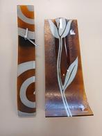 Design Vaas & Klok Set - Carneol Glas, Huis en Inrichting, Ophalen of Verzenden