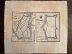Antieke vestingkaart Monnickendam & Naarden – Merian – 1660, Ophalen of Verzenden
