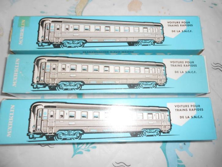 Märklin 4076 3x, Frankrijk, INOX rijtuigen met verlichting, Hobby en Vrije tijd, Modeltreinen | H0, Zo goed als nieuw, Treinset
