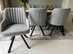 Eetkamerstoelen stof grijs als nieuw 6, Huis en Inrichting, Stoelen, Ophalen