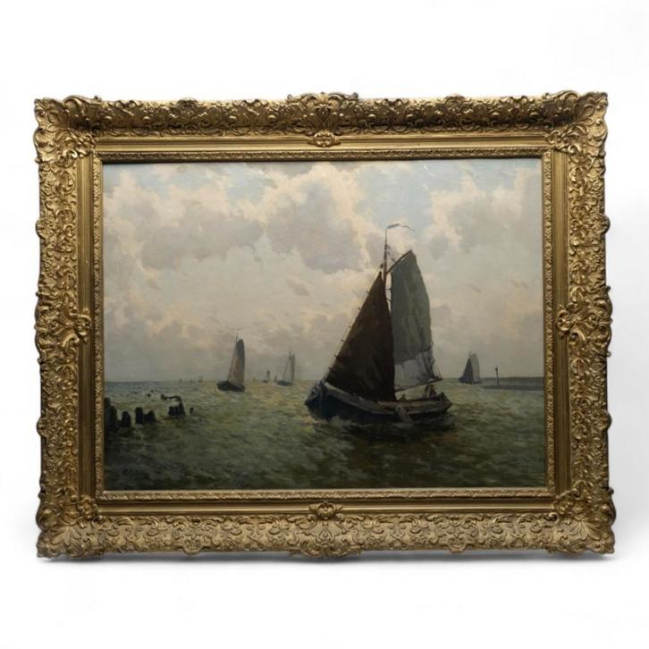 Egnatius Ydema (1876-1937) - 'Botters Enkhuizen', Antiek en Kunst, Kunst | Schilderijen | Klassiek, Ophalen of Verzenden