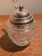 Antieke Engelse jampot kristal met zilver, Ophalen of Verzenden, Zilver