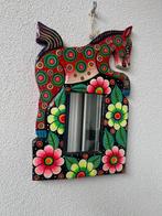 Mexicaanse kleurrijke handwerk spiegel handbeschilderd paard, Huis en Inrichting, Woonaccessoires | Spiegels, Ophalen of Verzenden