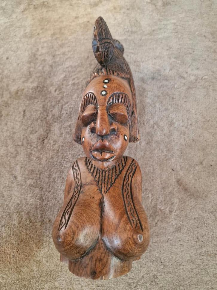 Afrikaans Houten Vrouwenbeeld - 30cm, Antiek en Kunst, Kunst | Niet-Westerse kunst, Ophalen of Verzenden