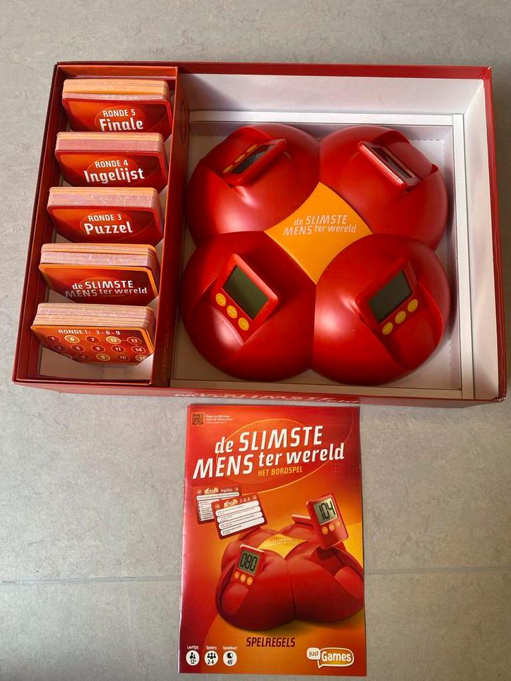 Spel de Slimste Mens ter Wereld, Hobby en Vrije tijd, Gezelschapsspellen | Bordspellen, Zo goed als nieuw, Drie of vier spelers