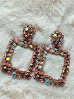 Elegante Roze Oorbellen, Met kristal, Overige materialen, Hangers, Nieuw