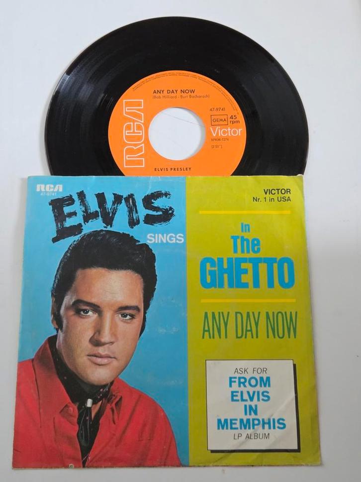Elvis Presley - In The Ghetto / Any Day Now - 7" Single, Cd's en Dvd's, Vinyl Singles, Gebruikt, Single, Pop, 7 inch, Ophalen of Verzenden