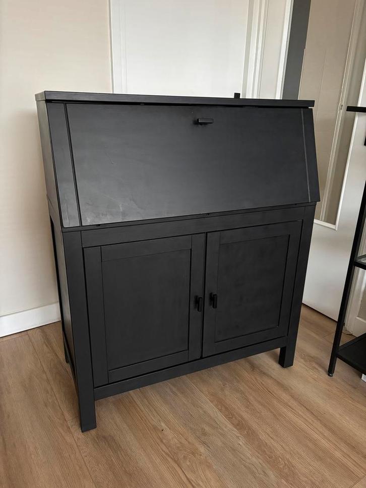 Computerkast / Secretaire - Zwart, Huis en Inrichting, Kasten | Buffetkasten, Gebruikt, 100 tot 150 cm, 50 tot 100 cm, 25 tot 50 cm