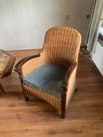 Rotan Fauteuil met Houten Details, Huis en Inrichting, Fauteuils, Ophalen, Gebruikt, Minder dan 75 cm, 50 tot 75 cm