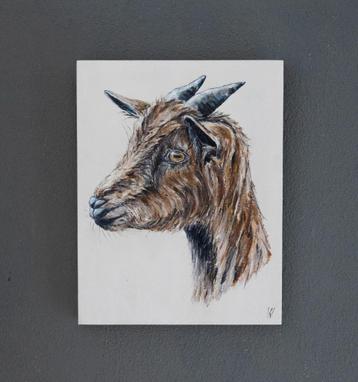 Schilderij Bok/Geit op hout beschikbaar voor biedingen