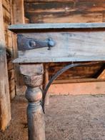 Kasteeltafel met smeedijzeren details, Tuin en Terras, Tuinbanken, Ophalen, Gebruikt, Hout