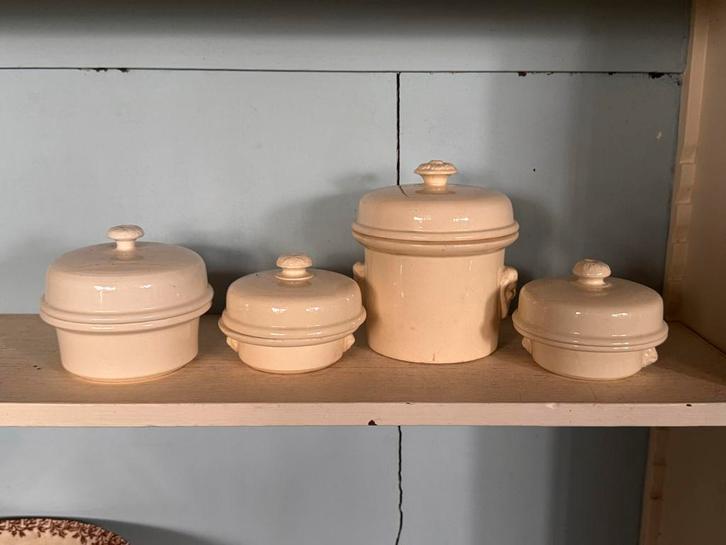 Antieke Franse Foie Gras Potjes Sarreguemines, Antiek en Kunst, Antiek | Keramiek en Aardewerk, Ophalen of Verzenden