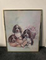 Schilderij met hondjes 50x40cm, Antiek en Kunst, Kunst | Schilderijen | Klassiek, Ophalen of Verzenden