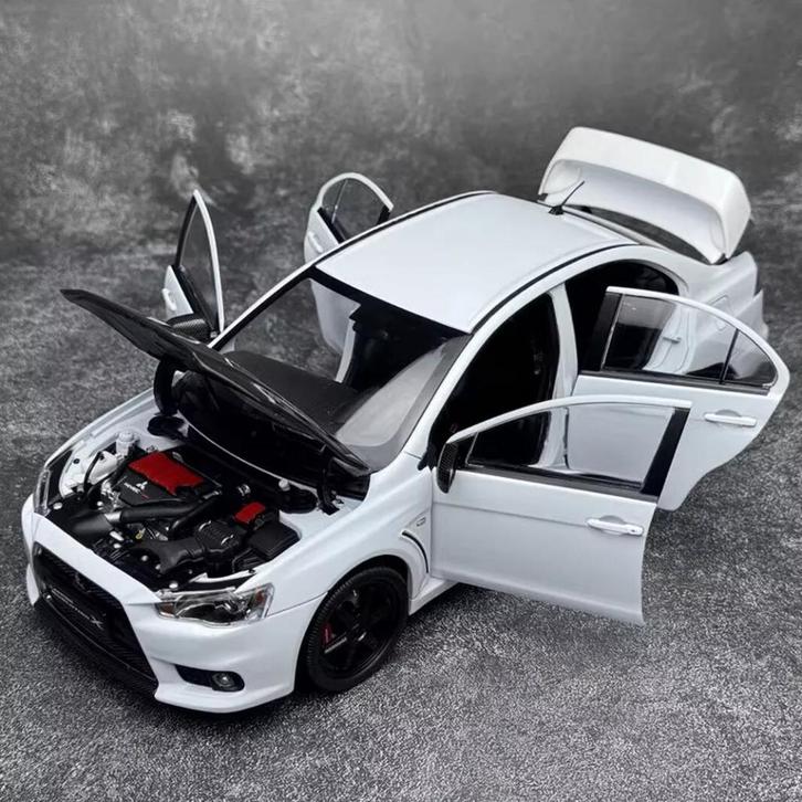 1:18 Mitsubishi Lancer Evolution X met Volk TE37 Velgen Wit, Hobby en Vrije tijd, Modelauto's | 1:18, Nieuw, Auto, Overige merken