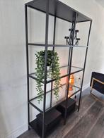 Stijlvolle open kast met glazen planken, Huis en Inrichting, Kasten | Boekenkasten, Ophalen, Met plank(en), Zo goed als nieuw