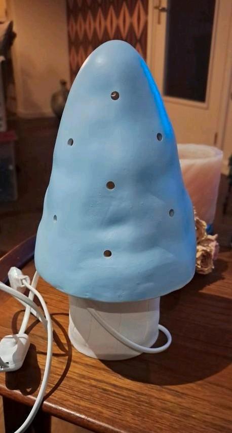 Heico Paddestoellamp - Blauw, Huis en Inrichting, Lampen | Tafellampen, Zo goed als nieuw, Minder dan 50 cm, Kunststof, Ophalen of Verzenden