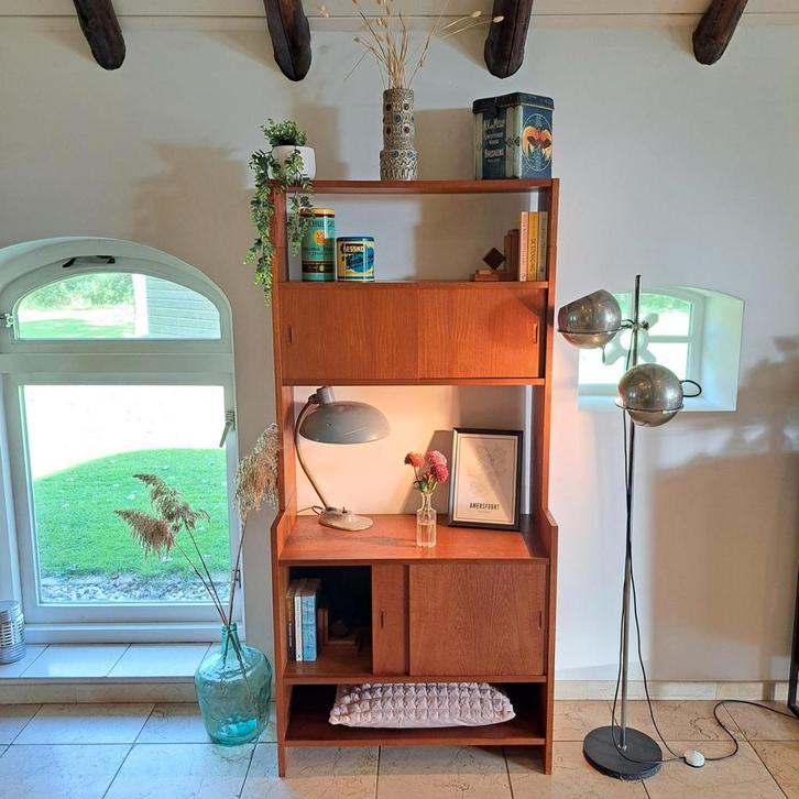 Vintage Poul Cadovius Teakfineer Wandkast - Mid Century., Huis en Inrichting, Kasten | Wandmeubels, Zo goed als nieuw, 150 tot 200 cm