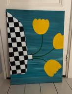 Schilderij vaas met bloemen 60x80 cm, Ophalen of Verzenden
