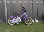 Paarse Promethius kinderfiets 14 inch + zijwielen, Ophalen, Gebruikt, 14 inch of minder