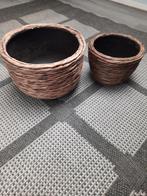 Twee sisal bloempotten, Tuin en Terras, Bloempotten, Ophalen, Gebruikt, Rond, Binnen