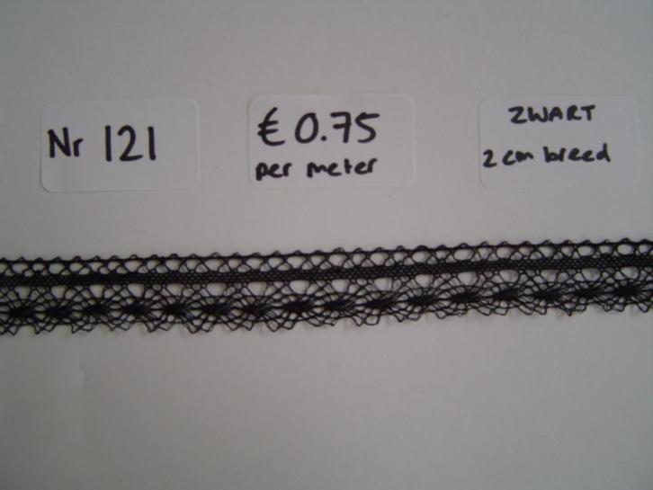 Nr 121) Prachtig fijn GEKLOST oud katoen kant mooi zwart, Hobby en Vrije tijd, Naaien en Fournituren, Nieuw, Kant, Verzenden