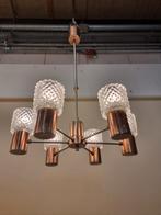 Vintage kroonluchter koper en glas jaren 60, Ophalen, ,, ,, ,