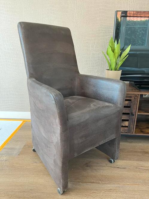 6 nette eetkamerstoelen donkerbruin, Huis en Inrichting, Stoelen, Zo goed als nieuw, Vijf, Zes of meer stoelen, Leer, Bruin, Ophalen