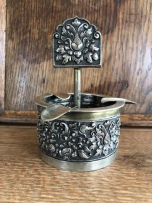 djokja zilver asbak/luciferdoosje houder, Antiek en Kunst, Antiek | Goud en Zilver, Zilver, Ophalen of Verzenden